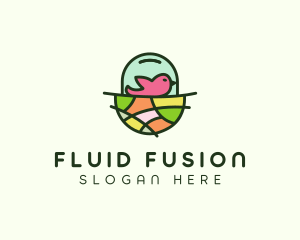 Colorful Bird Nest  logo design