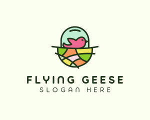 Colorful Bird Nest  logo design