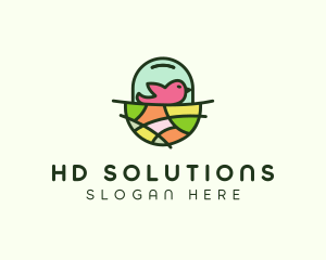 Colorful Bird Nest  logo design