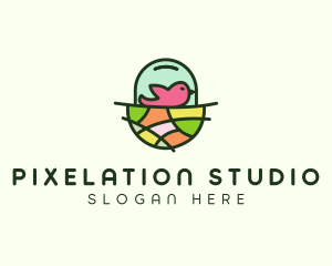 Colorful Bird Nest  logo design