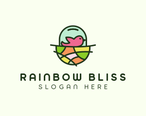 Colorful Bird Nest  logo design