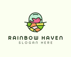 Colorful Bird Nest  logo design