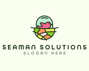 Colorful Bird Nest  logo design