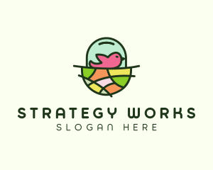 Colorful Bird Nest  logo design