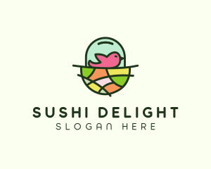 Colorful Bird Nest  logo design