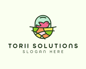 Colorful Bird Nest  logo design