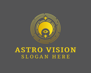 Gold Moon Eye Star logo design