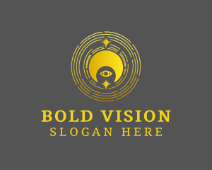 Gold Moon Eye Star logo design