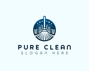 City Cleaning Broom logo design