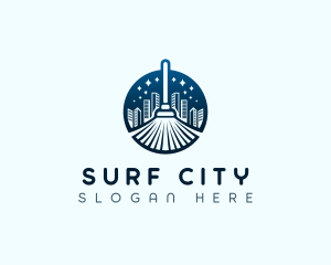 City Cleaning Broom logo design