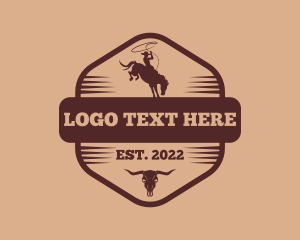 Bull Riding - Rustic Western Cowboy logo design