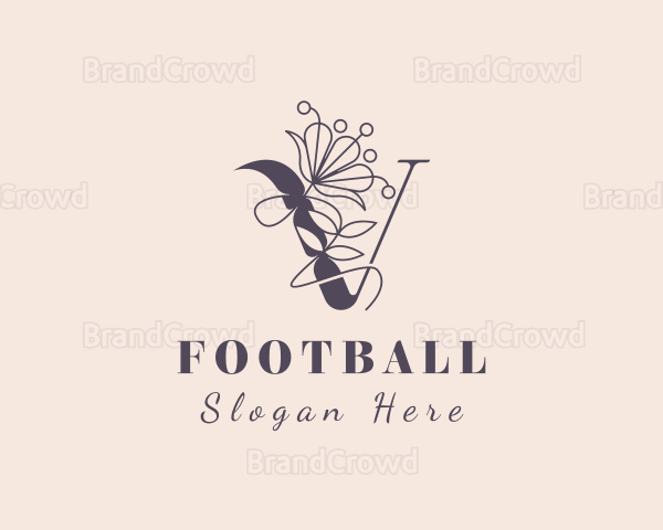 Natural Floral Letter V Logo