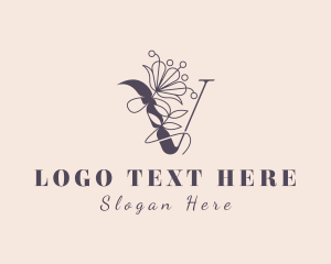 Floral - Natural Floral Letter V logo design