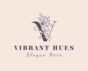 Natural Floral Letter V logo design