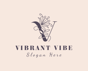 Natural Floral Letter V logo design