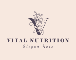 Natural Floral Letter V logo design