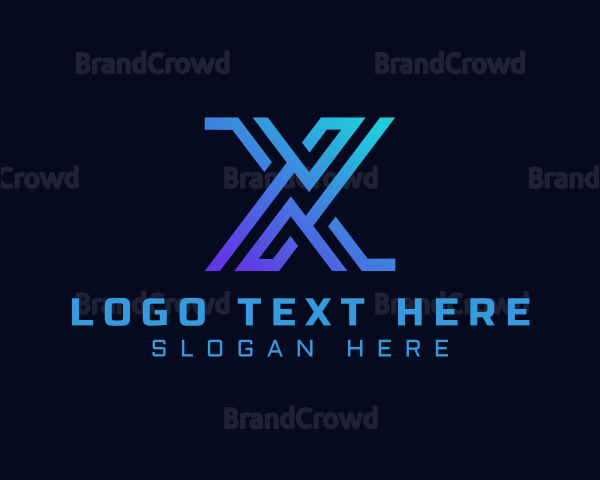 Digital Cyber Letter X Logo