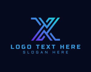 Digital Cyber Letter X logo design