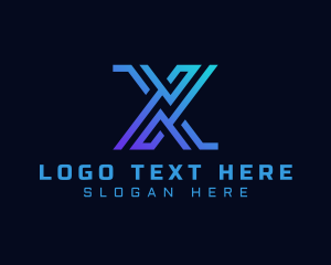 Digital Cyber Letter X Logo