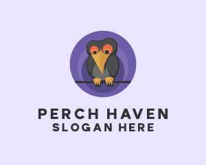 Perch - Cartoon Crow Bird logo design