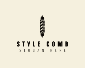 Comb Barber Pole logo design