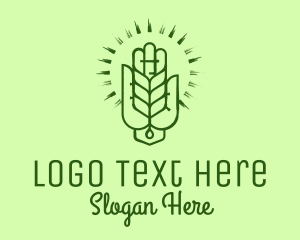 Grain - Green Hand Leaf Spa logo design