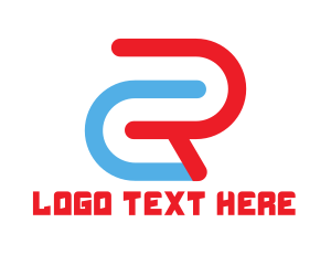 Label - Blue Red CR Outline logo design