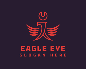 Abstract Eagle Mechanical Wrench logo design