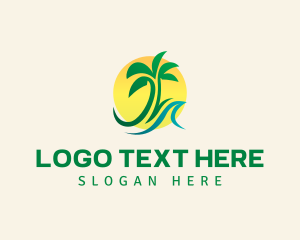 Palm Tree - Palm Tree Wave Sun logo design