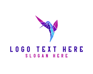 Low Poly - Hummingbird Mosaic Animal logo design