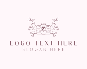 Photo Booth - Floral Camera Photographer logo design