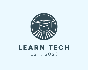 E Learning - College Graduation Patch logo design