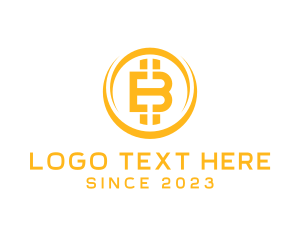 Virtual Money - Golden Bitcoin Letter B logo design
