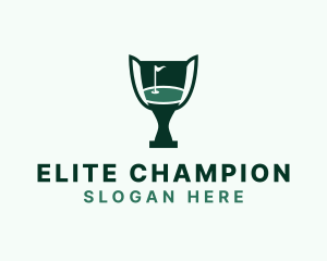Golf Flag Trophy Champion logo design