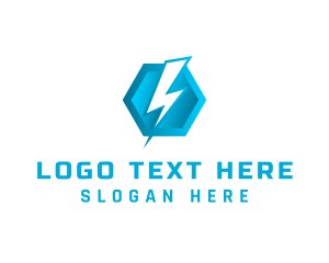 Hexagon - Blue Hexagon Thunderbolt logo design
