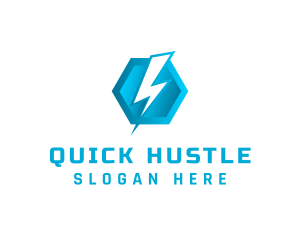 Blue Hexagon Thunderbolt logo design