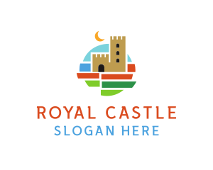 Castle - Moon Castle Landscape logo design