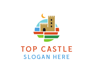 Moon Castle Landscape logo design
