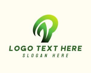 Tree - Gradient Green Letter P logo design