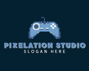 Pixelated Game Controller logo design