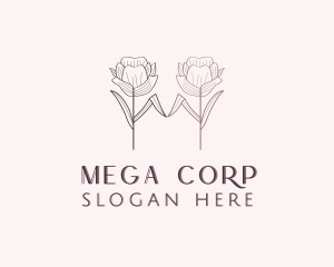 Flower Leaf Letter M logo design