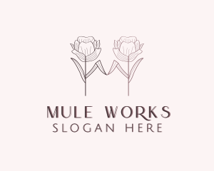 Flower Leaf Letter M logo design