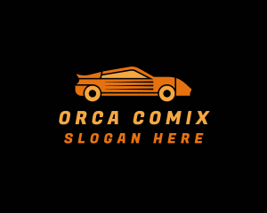 Drag Racing - Fast Orange Sports Car logo design