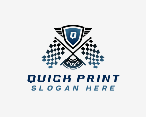 Car Racing Flag logo design