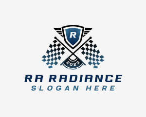 Car Racing Flag logo design