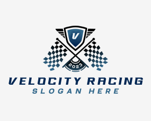 Car Racing Flag logo design