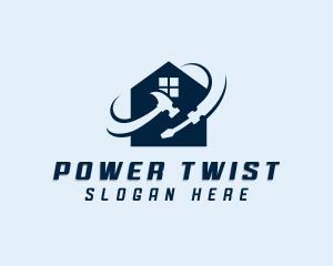 Screwdriver - House Hammer Screwdriver logo design