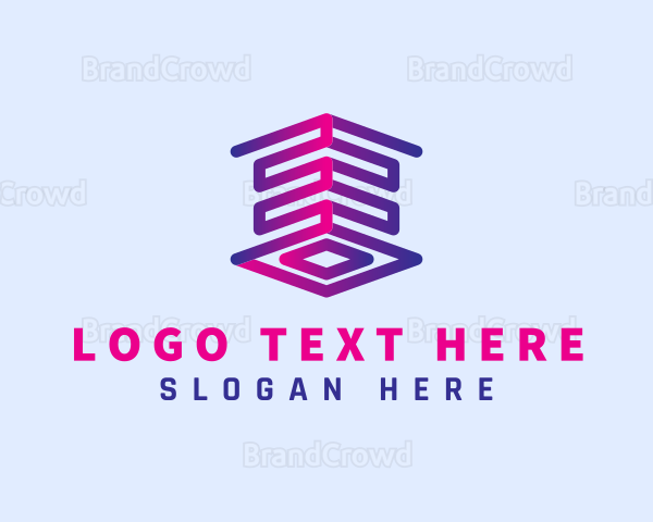 Modern Tech Cube Letter E Logo