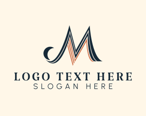 Lettering - Hairdresser Salon Ribbon Letter M logo design