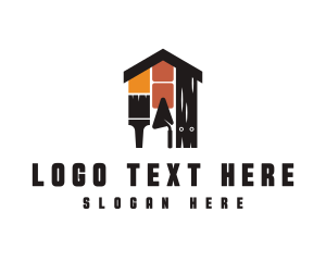 Roofing - House Wall Construction logo design